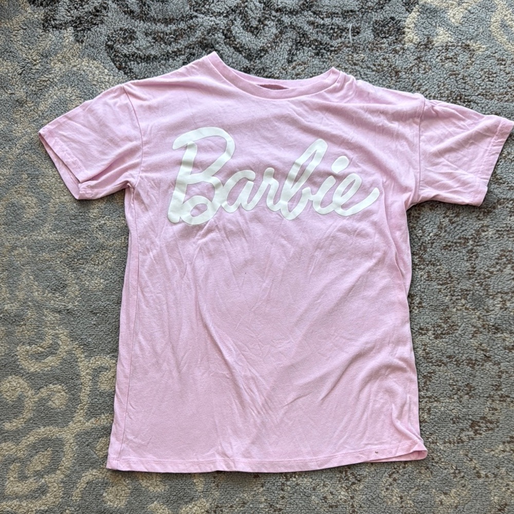 Mattel Barbie Script Logo Graphic Tee Pink Small